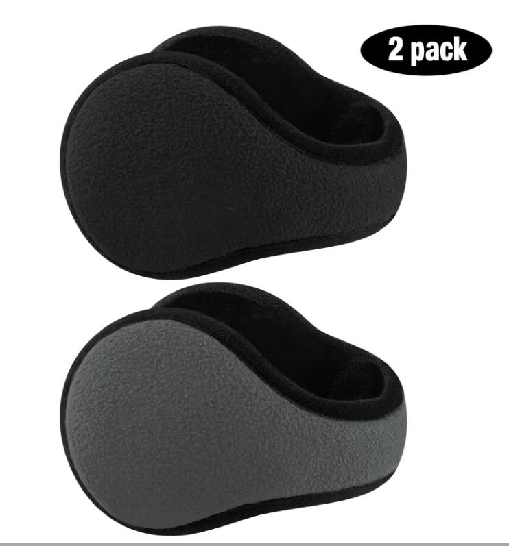 Loritta 2 Pack Black and Gray Earmuffs for Women Men Foldable Lightweight Ear Muffs for Winter