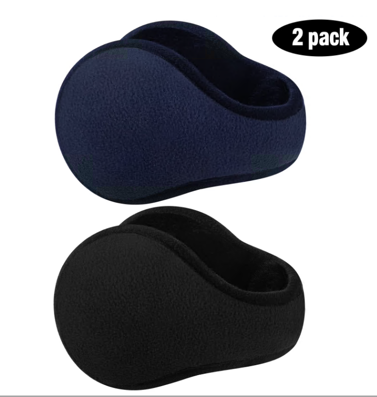 Loritta 2 Pack Black and Gray Earmuffs for Women Men Foldable Lightweight Ear Muffs for Winter