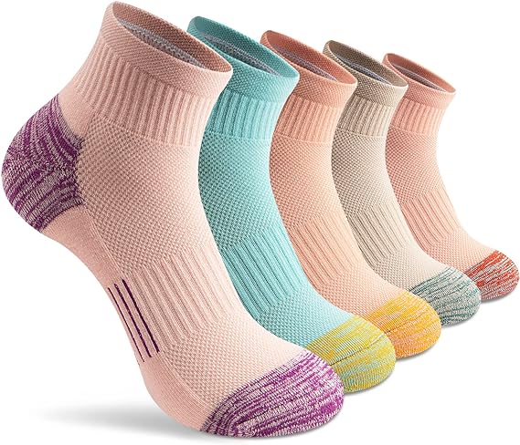 Loritta Ankle Socks Womens Athletic Thick Cushioned Running Hiking Low Cut 6-Pairs