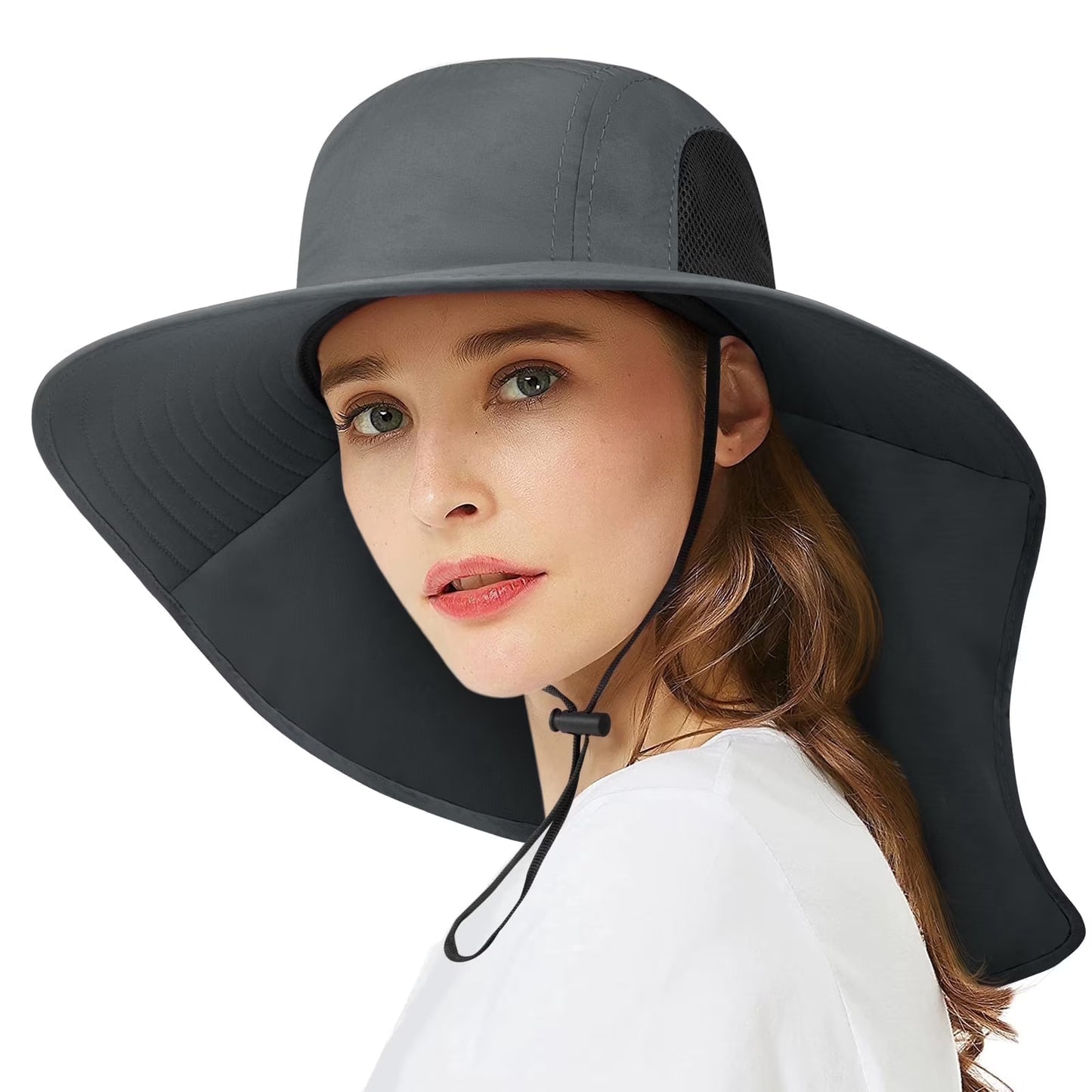 Loritta Sun Hat for Men and Women，Waterproof Nylon UPF 50+ Sun Protection Wide Brim Hat with Large Neck Flap Hiking Fishing Hats