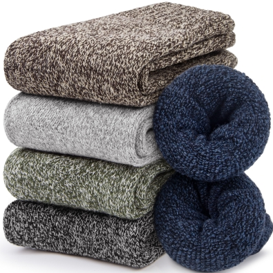 Loritta Womens Merino Wool Socks Thick Knit Warm Cushion Wool Socks for Women(5 Pairs)