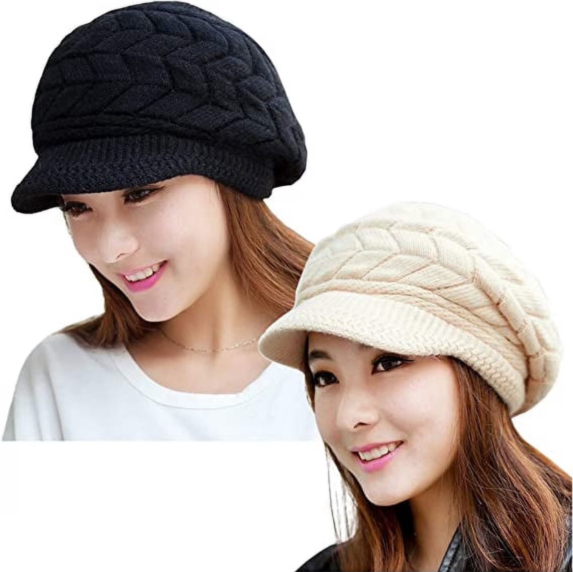2 Pack Women Winter Warm Knit Hat Slouchy Beanie Cap