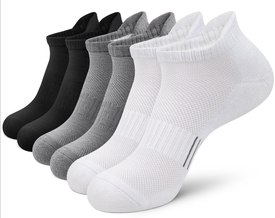 Loritta 6 Pairs Mens Ankle Socks, Black Athletic No Show Socks for Men Size 6-12