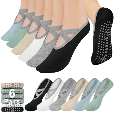 Loritta Non Slip Socks for Women Pilates Socks with Grippers for Workout, Ballet, Hospital 6 Packs Loritta Non Slip Socks for Women Pilates Socks with Grippers for Workout, Ballet, Hospital 6 Packs