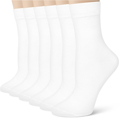 Loritta 6 Pairs Crew Socks for Women Soft Cotton Dress Socks Athletic Casual Calf Socks, Size 5-9