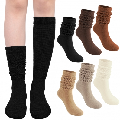 Loritta 6 Pairs Womens Slouch Socks Soft Extra Long Scrunch Knee High Socks for Women