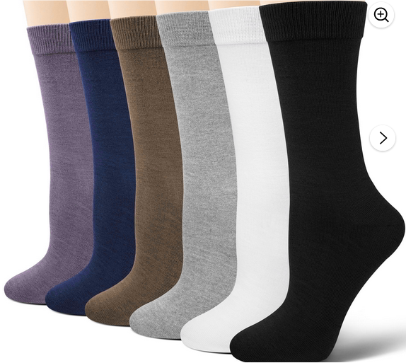 loritta 6 Pairs Mens Cotton Socks Solid Running Casual Crew Athletic Dress Socks for Men