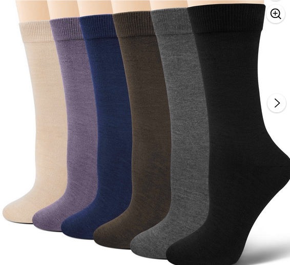 loritta 6 Pairs Mens Cotton Socks Solid Running Casual Crew Athletic Dress Socks for Men