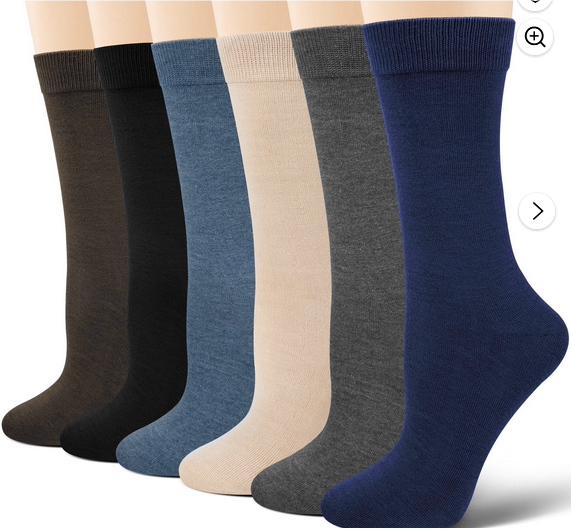 loritta 6 Pairs Mens Cotton Socks Solid Running Casual Crew Athletic Dress Socks for Men