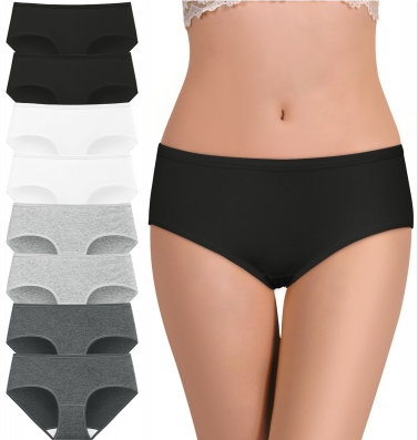 Loritta 8 Pack Cotton Underwear for Women Middle Waisted Hipster Panties Breathable Briefs Soft