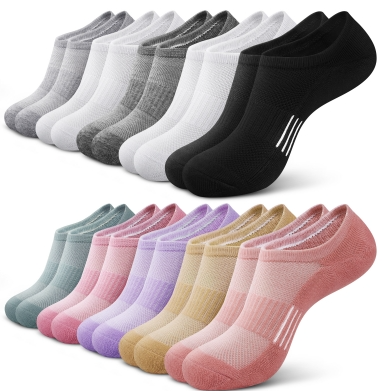 Loritta Womens No Show Socks Athletic Ankle Socks Cushioned Running Low Cut 10 Pairs, Size 6-8