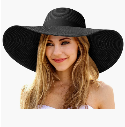 Large black deals floppy sun hat