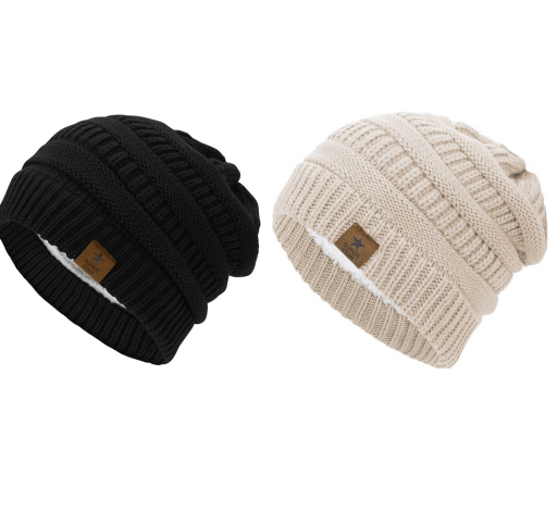 Winter Beanie Hats for Men Women Thick Knit Fleece Beanie Women Men Winter Hat