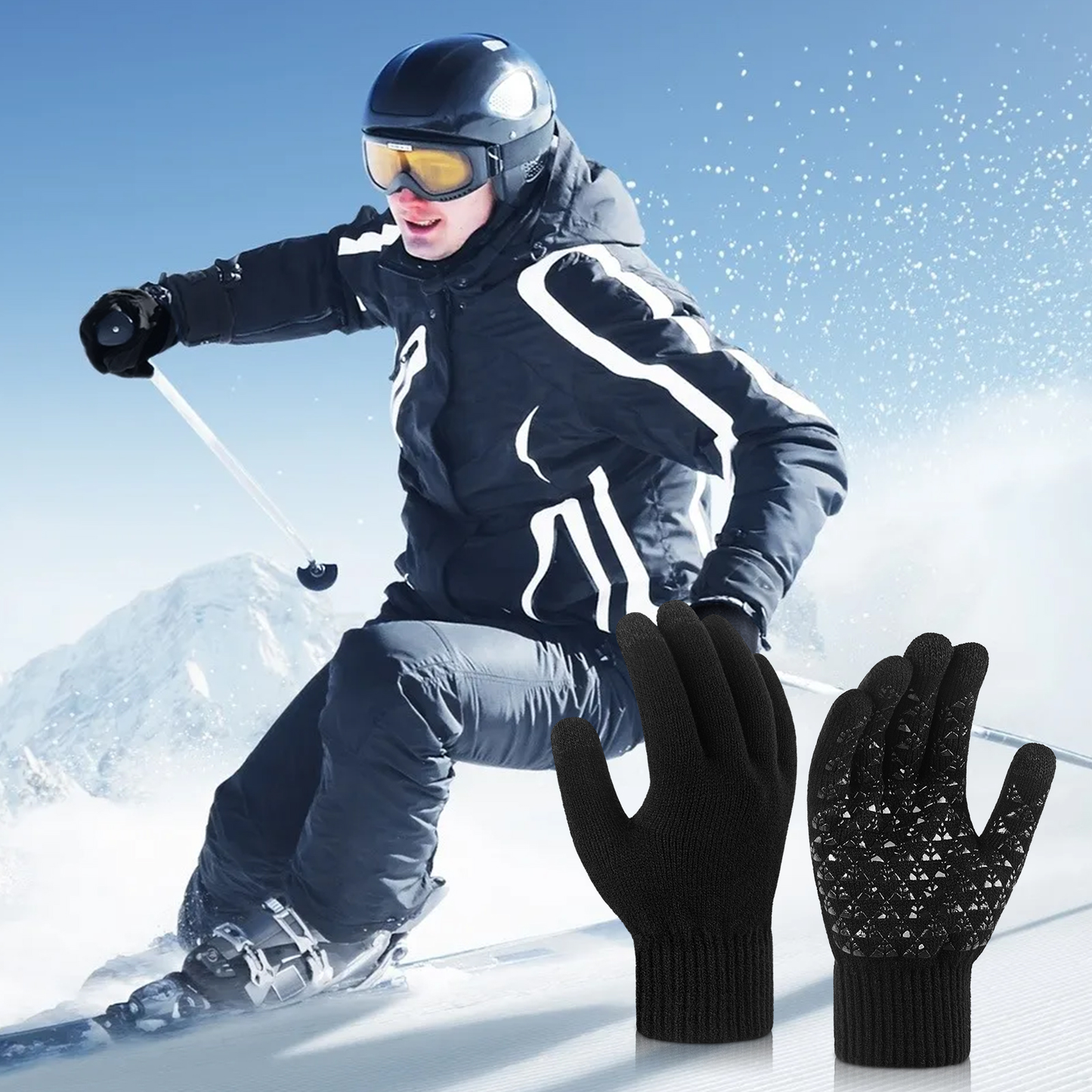 Loritta 4 Pair Winter Cycling Touch Screen Gloves Bike Elastic Cuff Gloves Warm Knit Women for Outdoor
