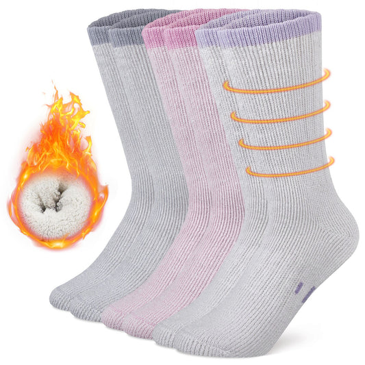 Loritta 80% Merino Wool Socks for Women Warm Mid-Calf Thermal 3 Pairs