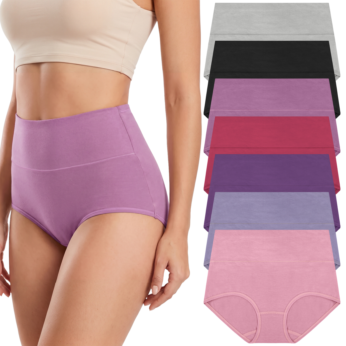 Loritta 7 Pcs Womens Cotton Underwear Sexy Stretch Panties Low High Hipster Ladies Soft