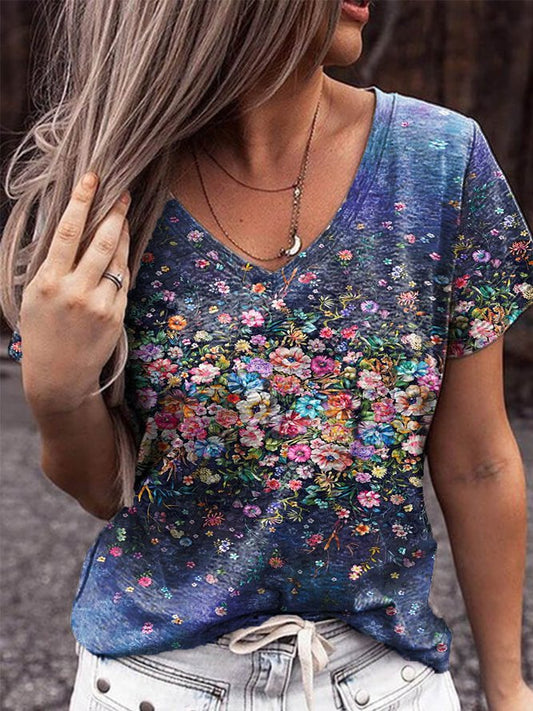 floral-v-neck-floral-print-casual-t-shirts-img-show