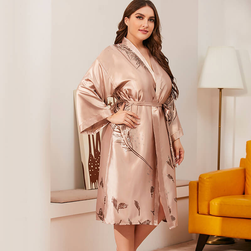 Women Robes Oversize Soft Silk Like Loungewear