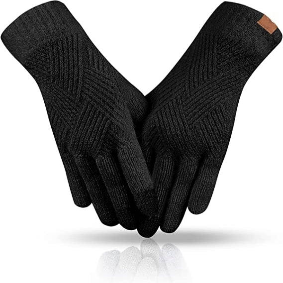 Loritta Winter gloves for women Touch screen Cashmere Elastic Thermal knit Lining Warm Gloves for Cold weather