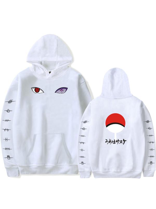 Naruto Uchiha Clan Symbol Printed Men's Hoodie Pullovers Sweatshirts Long Sleeved Hooded Women's