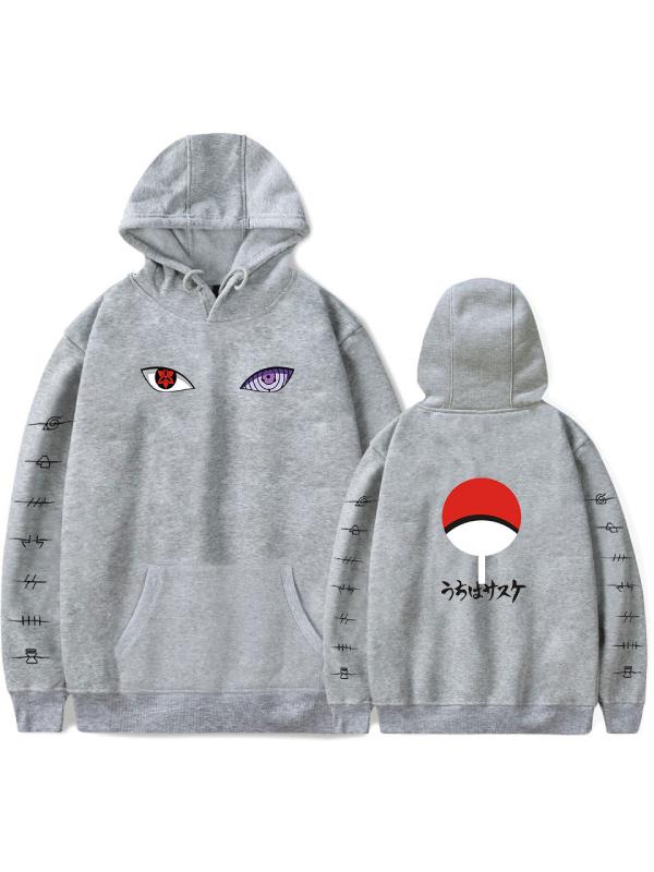 Naruto Uchiha Clan Symbol Printed Men's Hoodie Pullovers Sweatshirts Long Sleeved Hooded Women's