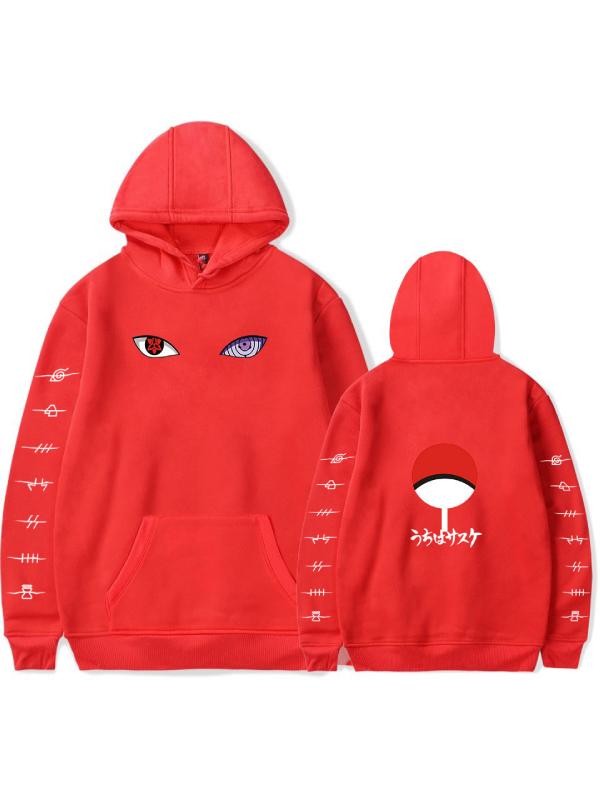 Naruto Uchiha Clan Symbol Printed Men's Hoodie Pullovers Sweatshirts Long Sleeved Hooded Women's