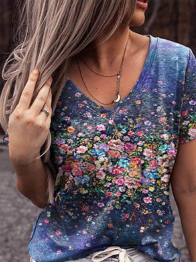 floral-v-neck-floral-print-casual-t-shirts-img-show