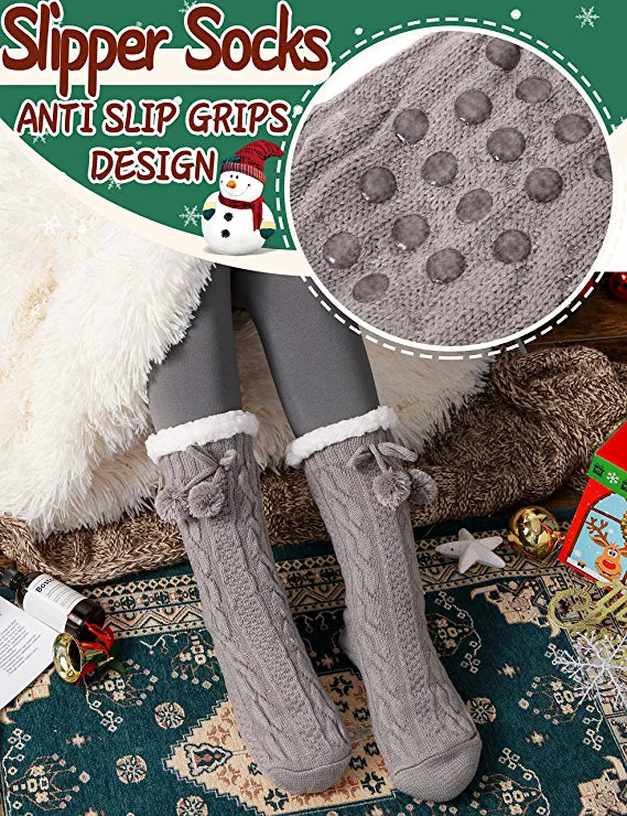 Loritta Slipper Fuzzy Socks for Women Fluffy Cozy Cabin Winter Warm Soft Fleece Comfy Thick Socks with Grips