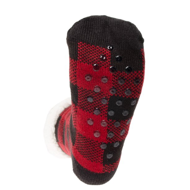 Loritta 2 Pack Womens Thick Knit Sherpa Fleece Slipper Socks Grippers