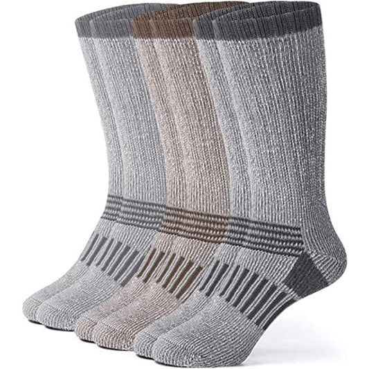 Loritta Merino Wool Socks for Men, Warm Thermal Hiking Socks, Winter Cushioned Boot Socks 3 Pairs