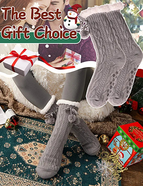 Loritta Slipper Fuzzy Socks for Women Fluffy Cozy Cabin Winter Warm Soft Fleece Comfy Thick Socks with Grips