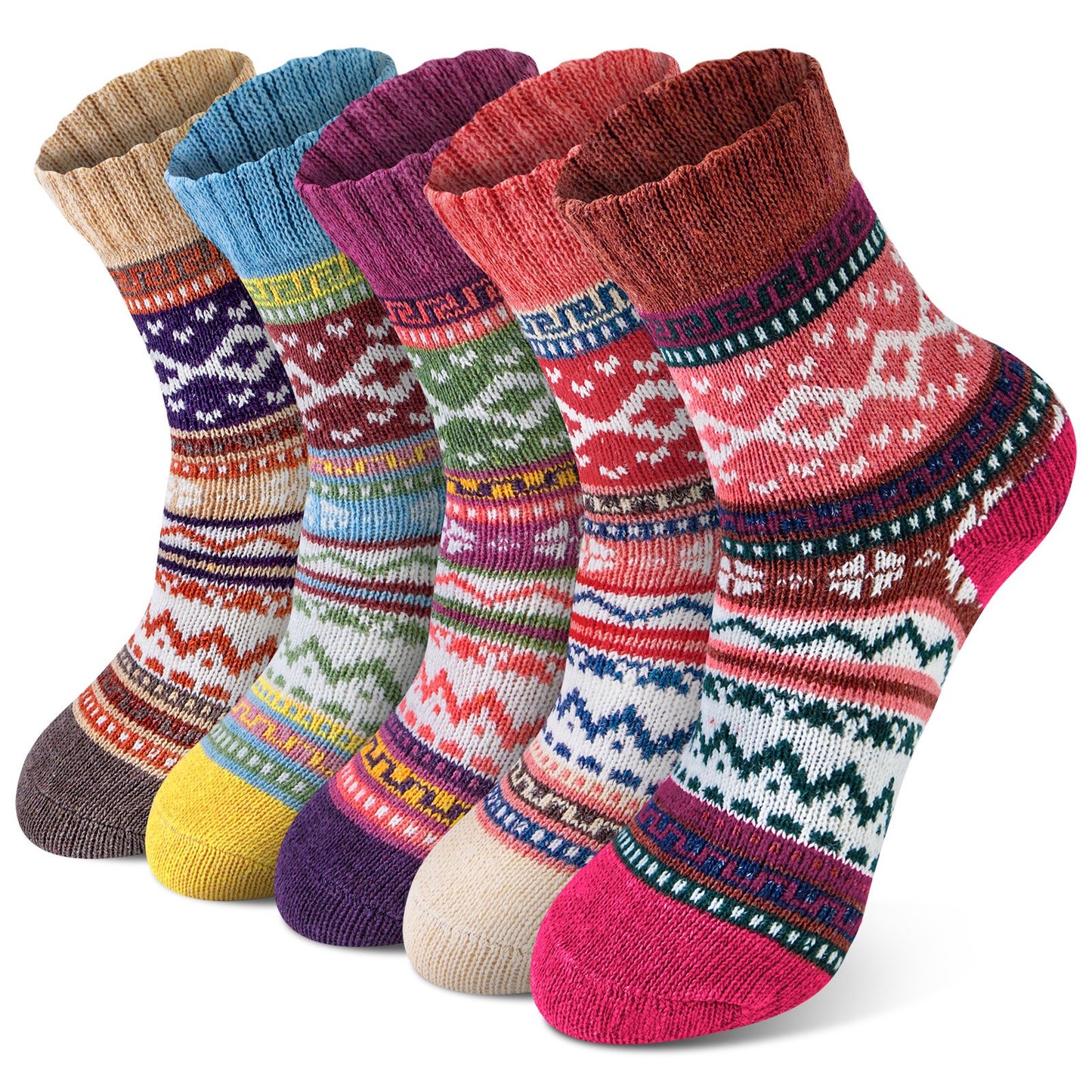 Loritta 5 Pairs Winter Socks for Women,Thick Knit Thermal Crew Wool Women Socks Gifts for Women