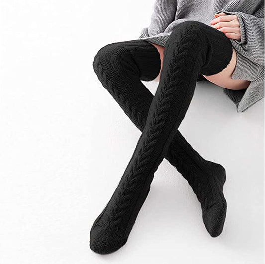 Thigh High Socks Over the Knee Cable Knit Boot Socks, Long Warm Fashion Leg Warmers Winter for Women