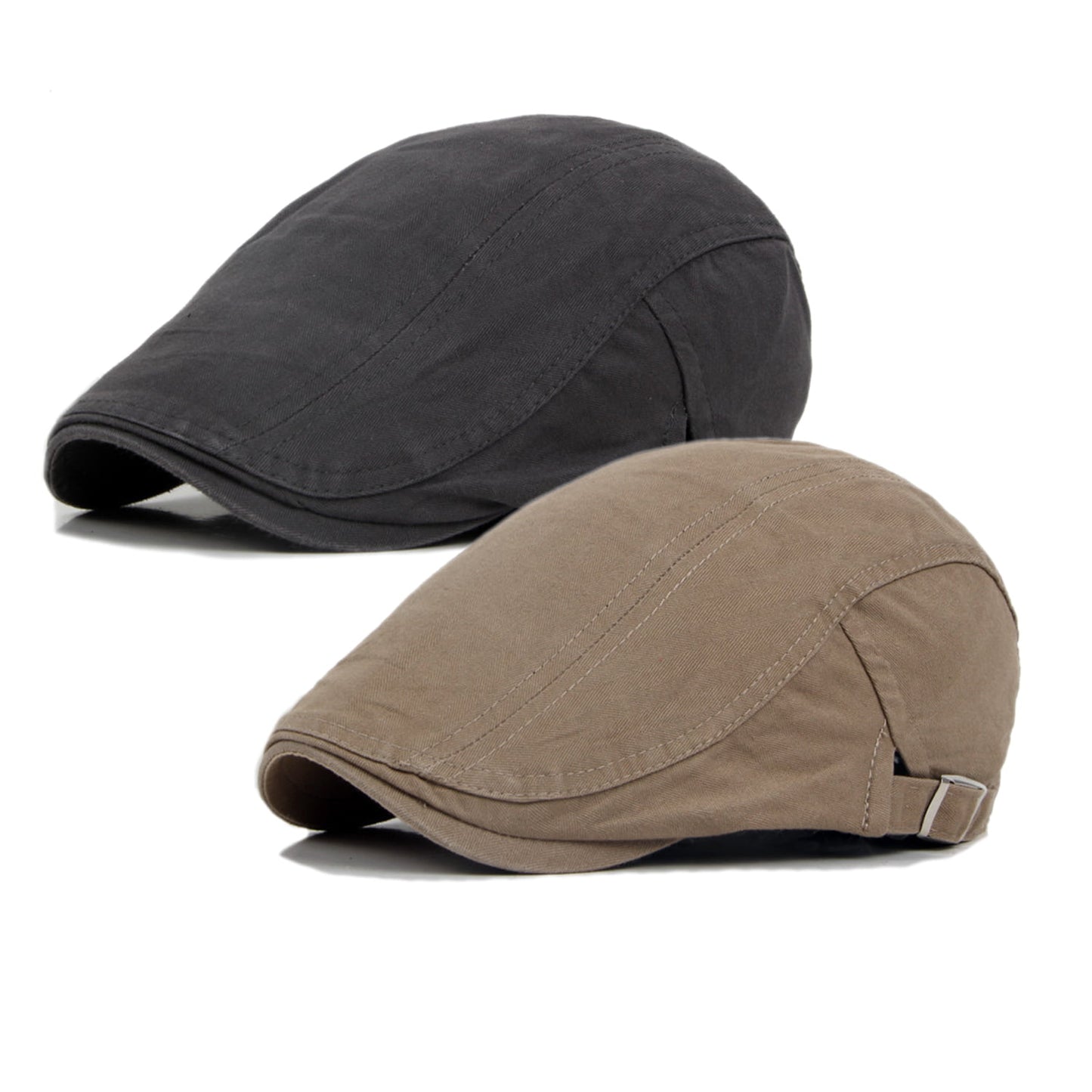 Loritta 2 Pack Newsboy Hats for Men Women Cotton Flat Gatsby Cap Adjustable Golf Driving Hunting Hat