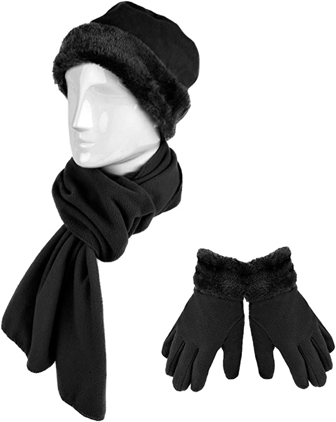 Loritta Women's Warm Fleece Winter Women's Hat and Glove Set Hats Gloves Scarves for Women