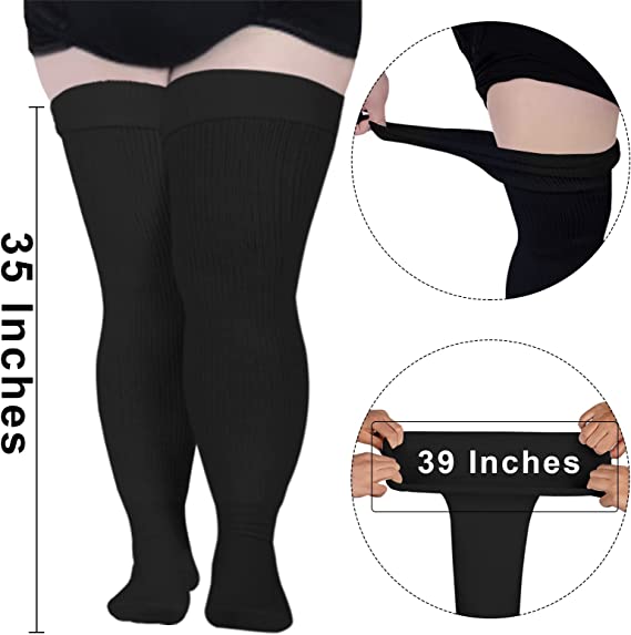 Plus Size Womens Thigh High Socks for Thick Thighs- Extra Long