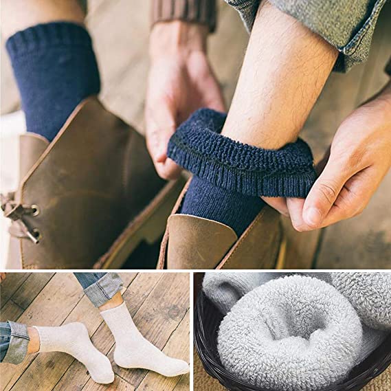 Mens Heavy Thick Wool Socks - Soft Warm Comfort Winter Crew Socks