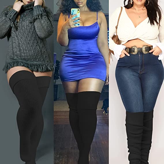 Plus Size Womens Thigh High Socks for Thick Thighs- Extra Long