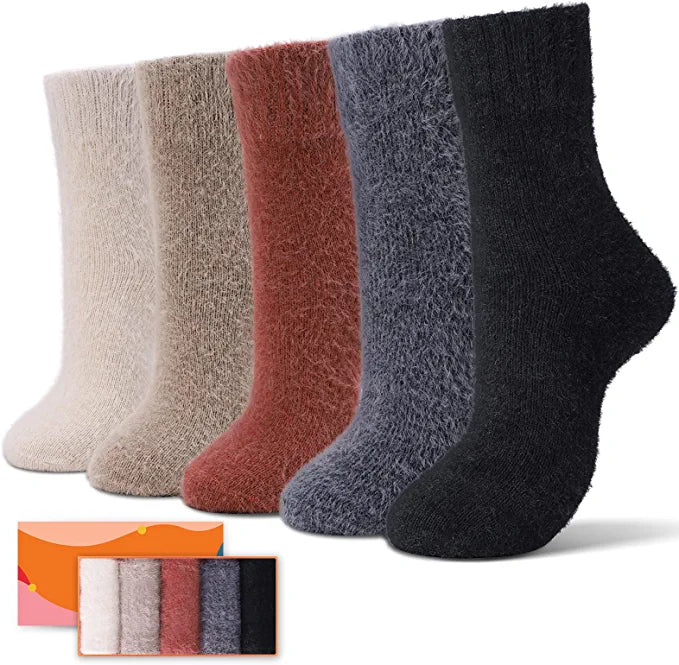 Loritta 5 Pairs Thick Wool Socks for Women Winter Warm Soft Socks