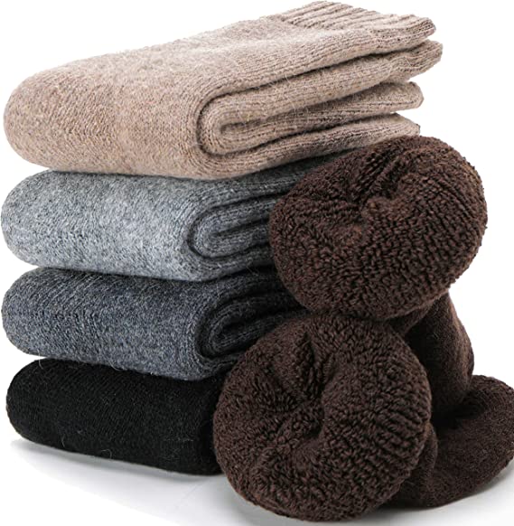 Loritta 5 Pairs Womens Merino Wool Socks Thick Knit Warm Cushion Wool Socks for Women