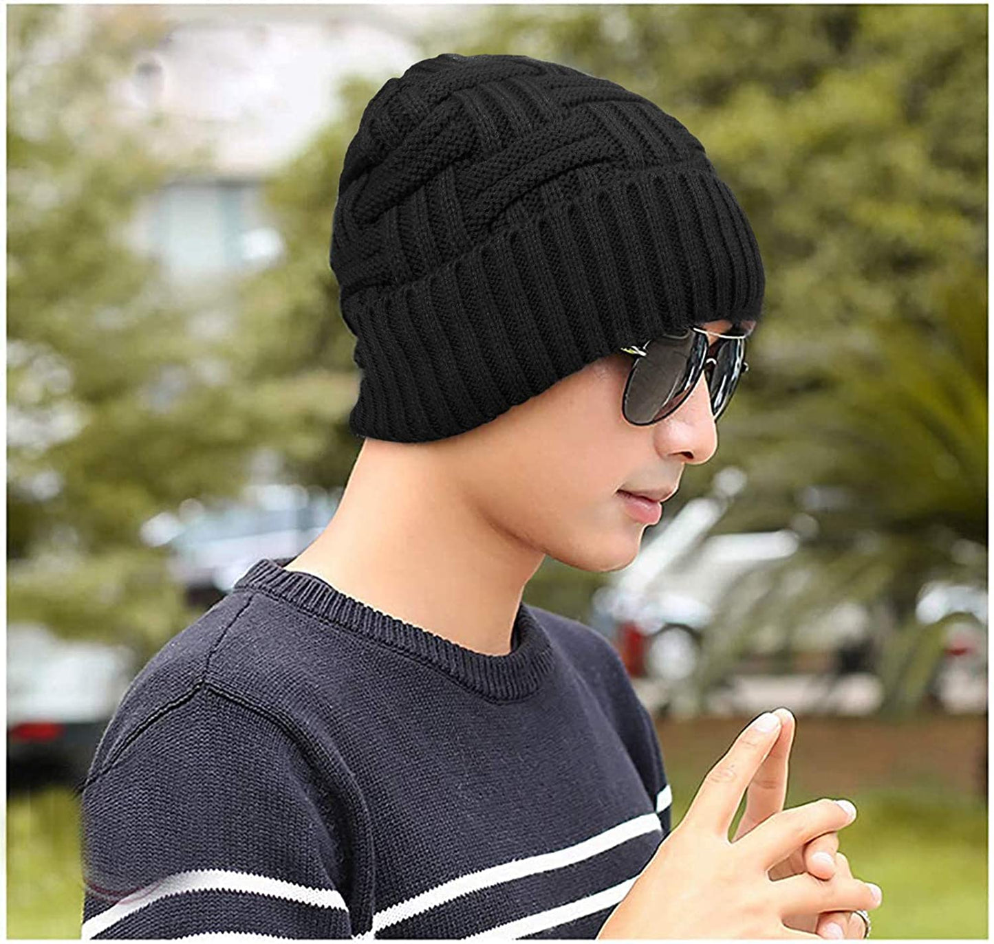 Winter Hat Warm Knitted Wool Thick Baggy Slouchy Beanie Skull Cap