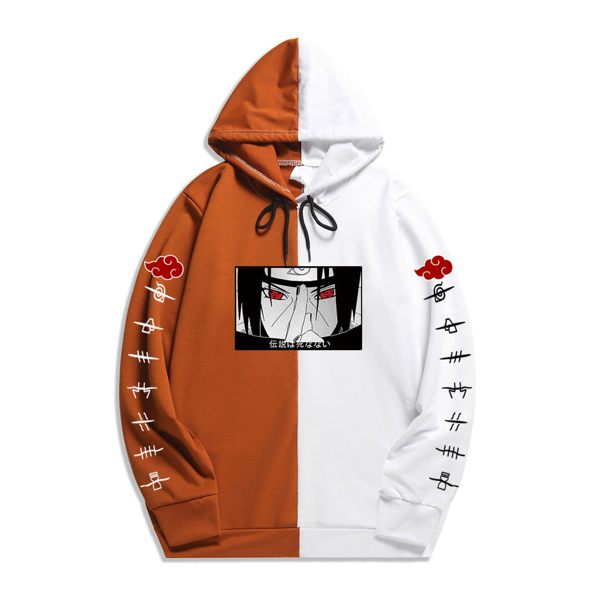 Anime Naruto Itachi Uchiha Splicing Printed Hoodie Sweatshirt Pullover Casual Hoodies