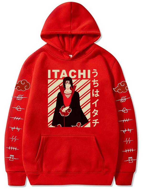 Manga Uchiha Itachi Red Printed Hoodie