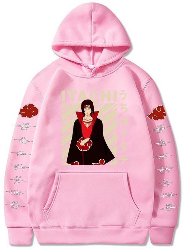 Manga Uchiha Itachi Pink Printed Hoodie