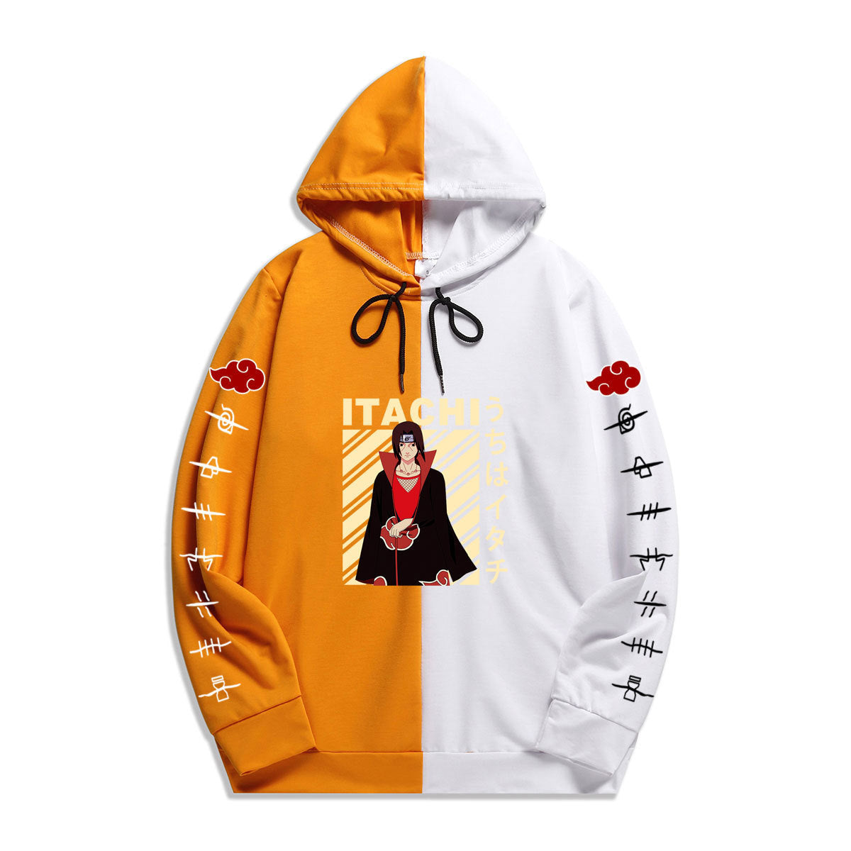 Japan Anime Naruto Itachi Splicing Printed Hoodie Sweatshirt Pullover Casual Hoodies