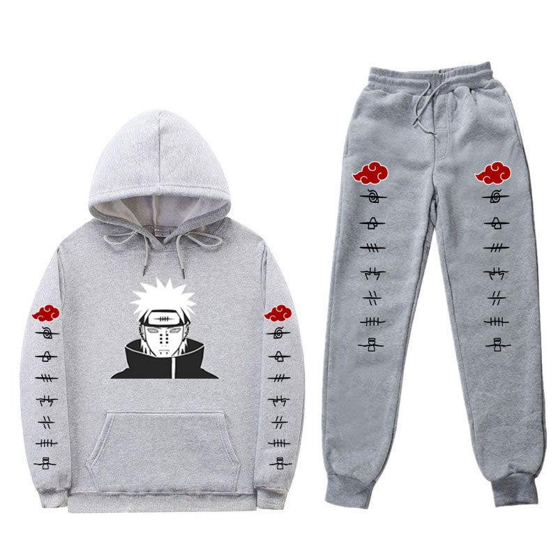 Naruto Pain Nagato Printed Hoodie and Pants Outfit Casual Pullovers with Pocket Streetwear