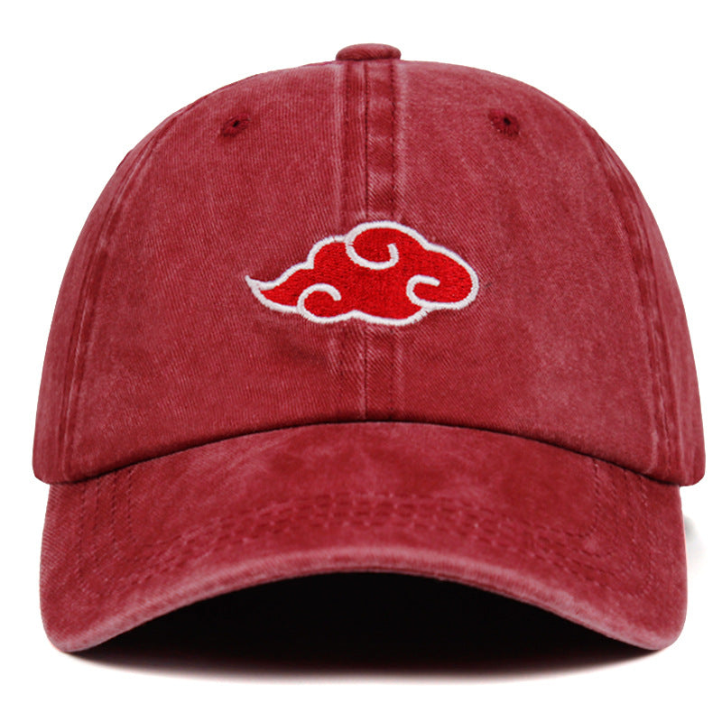 Anime Naruto Embroidery Akatsuki Logo Red cloud on the Cap