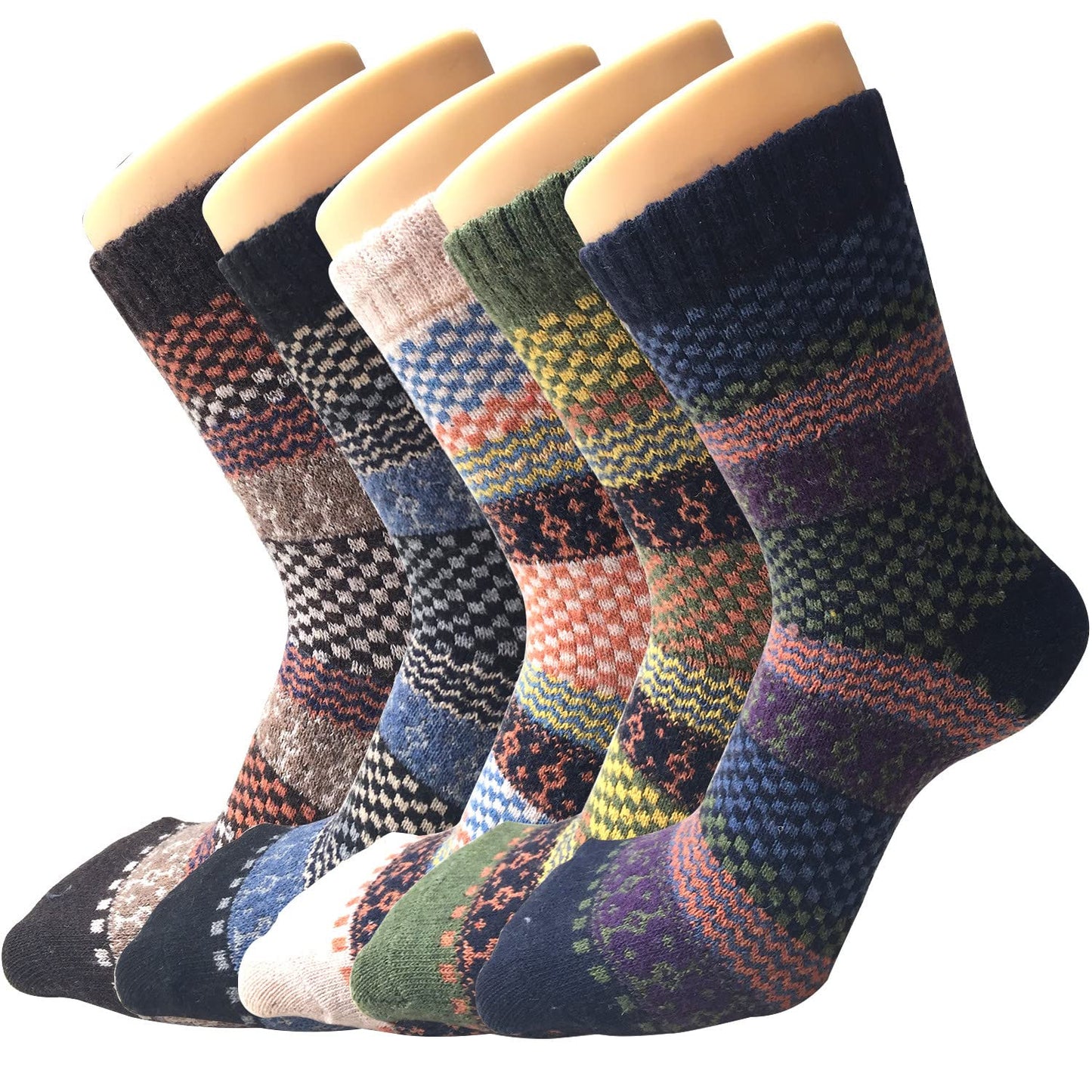 Loritta 5 Pairs Women Wool Socks Vintage Thick Warm Wool Socks for Women Gifts