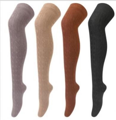 Loritta 4 Pairs Thigh High Socks for Women Cotton Long Over the Knee Socks