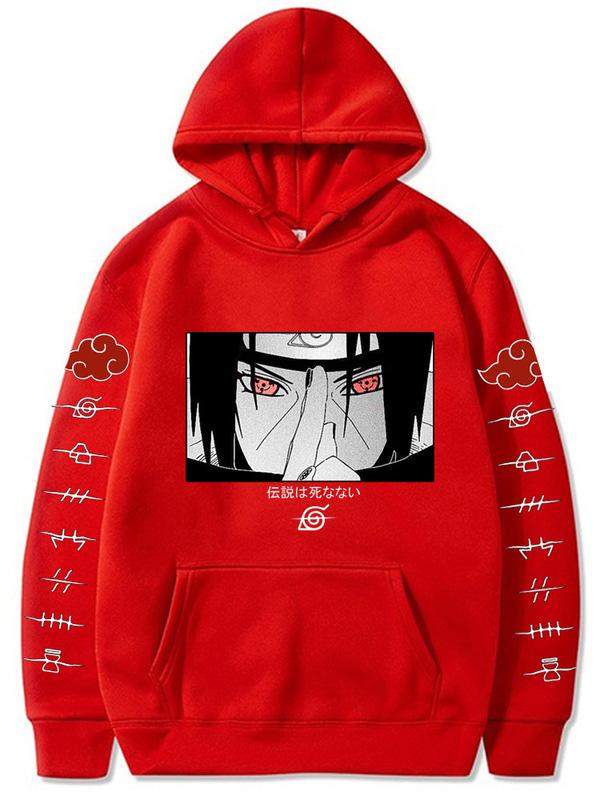 Manga Naruto Uchiha Itachi Red Printed Hoodie